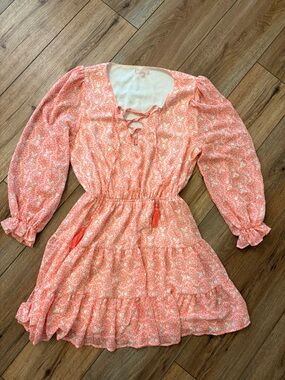 Versona Coral Pink Floral Midi Dress